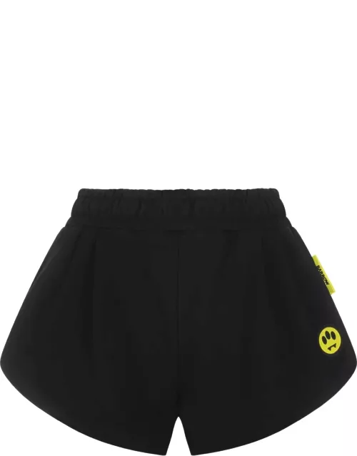 Barrow Black Crop Shorts With Smile Patch