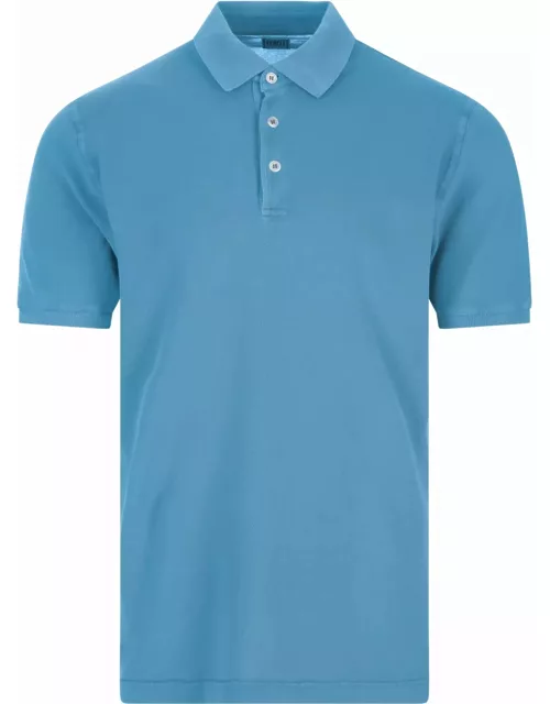 Fedeli Light Blue Cotton Pique Polo Shirt