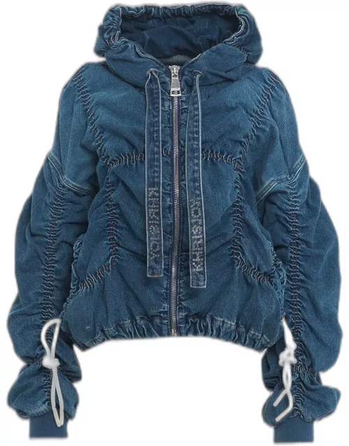 Khrisjoy Khris Cloud Denim Medium blue denim hooded bomber jacket - Khris Cloud Deni