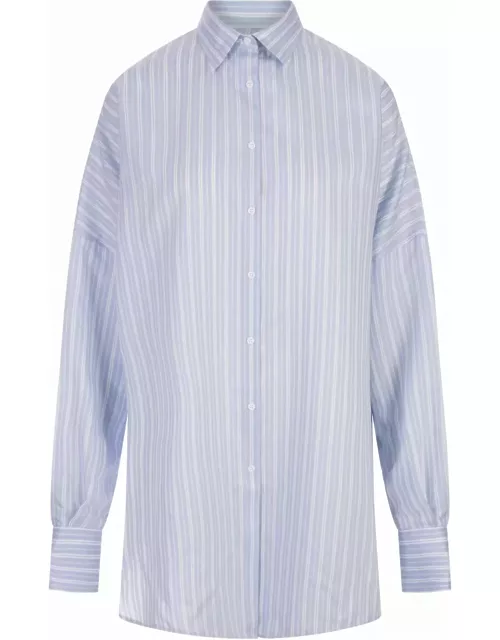 Ermanno Scervino Blue, White And Silver Striped Over Shirt