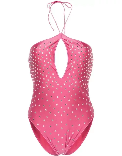 Oseree Flamingo Gem Necklace Maillot Swimsuit