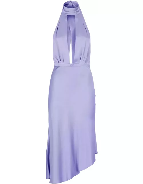 Elisabetta Franchi Satin Dress With Asymmetric Skirt