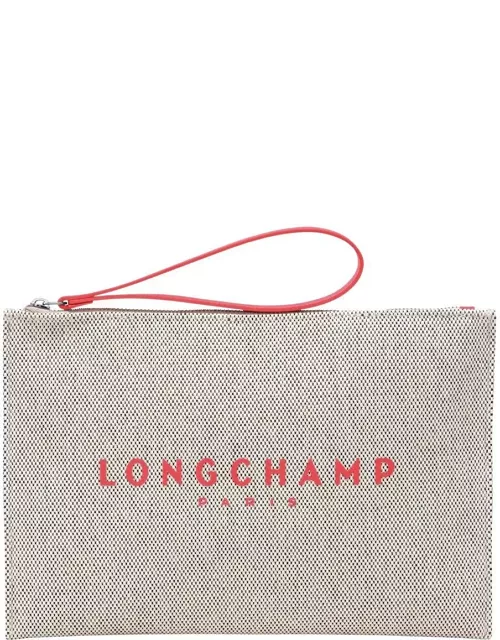 Longchamp Logo Print Zipped Clutch Bag