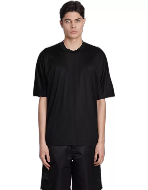Emporio Armani T-shirt In Black Wool And Polyester