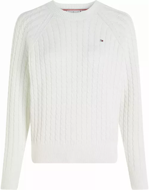 Tommy Hilfiger White Relaxed-fit Sweater In Woven Knit