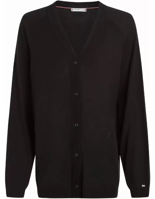 Tommy Hilfiger Black Cardigan With Button