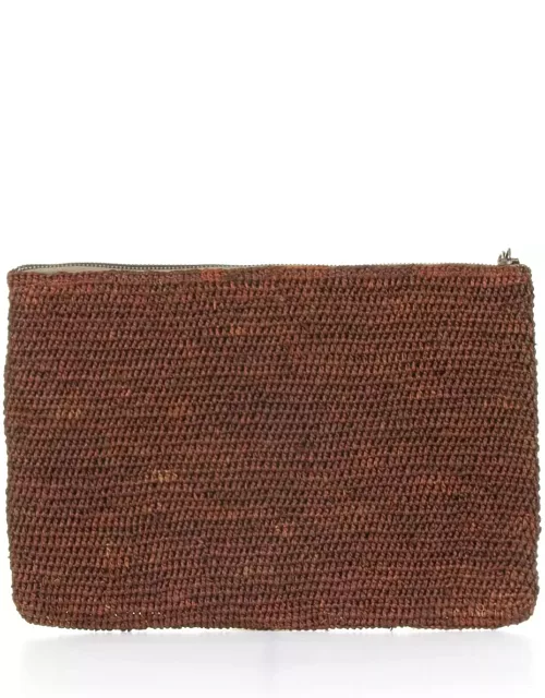Ibeliv Ampy Clutch Bag In Brown Raffia