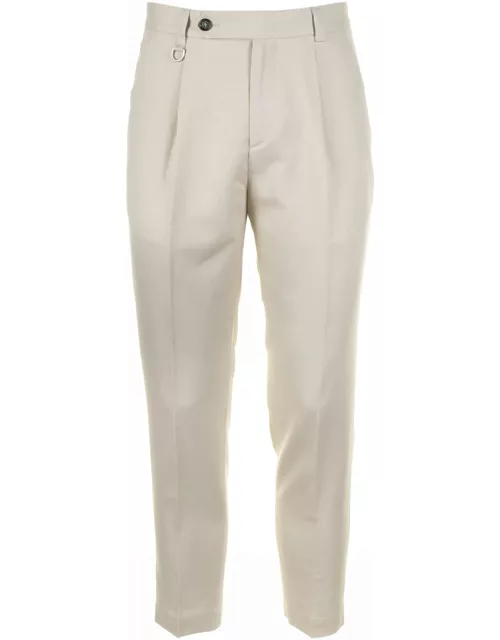 Paolo Pecora Beige Trousers In Cotton And Linen Blend