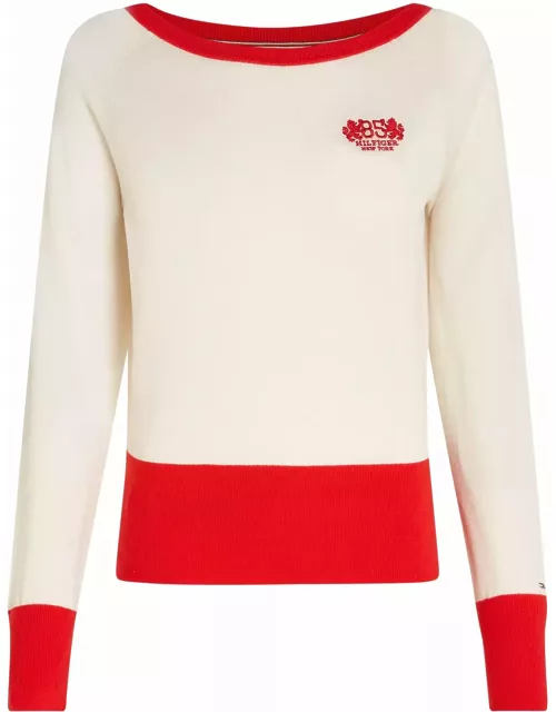 Tommy Hilfiger White Red Pullover