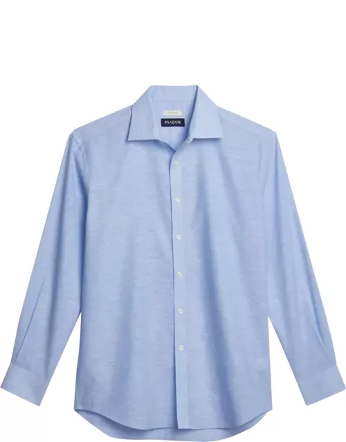 JoS. A. Bank Big & Tall Men's Linen-Blend Long Sleeve Casual Shirt , Light Blue, 2 X Big