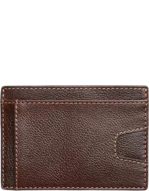 Pronto Uomo Men's Pebbled Leather Front Pocket Card Case Brown