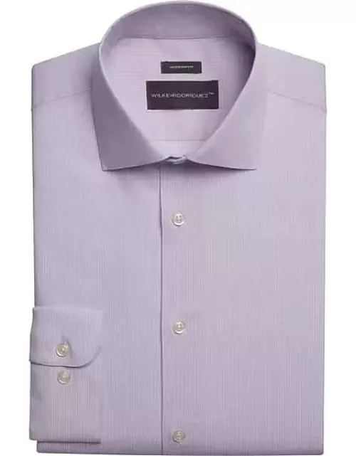 Wilke-Rodriguez Big & Tall Men's Modern Fit Thin Stripe Dress Shirt Purple Stripe