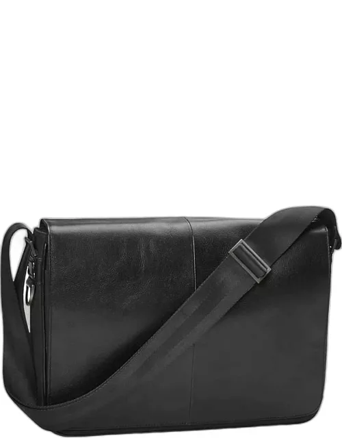 Pronto Uomo Men's Leather Messenger Bag Black