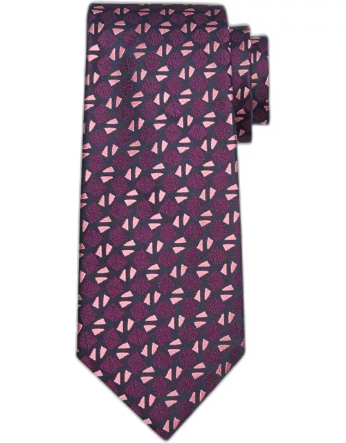 Men's Geometric-Print Silk Tie