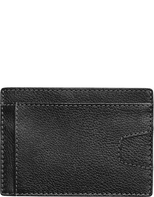 Pronto Uomo Men's Pebbled Leather Front Pocket Card Case Black