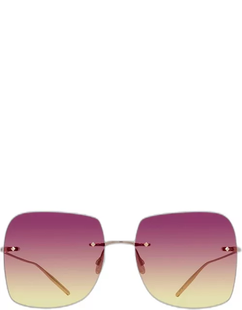 Sharona Rimless Sun Kissed Titanium Square Sunglasse