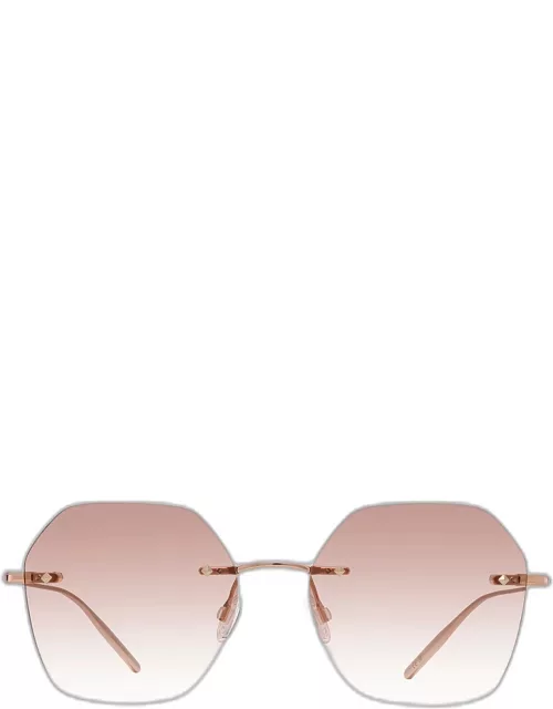 Rhona Rimless Rose Gold Titanium Square Sunglasse