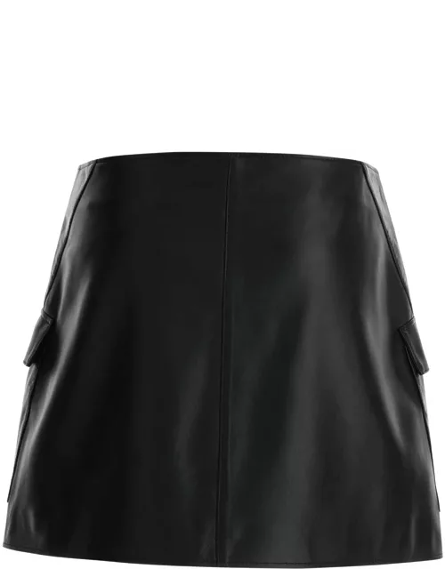 ARMA Black Wallet Skirt With Pockets In Leather Woman
