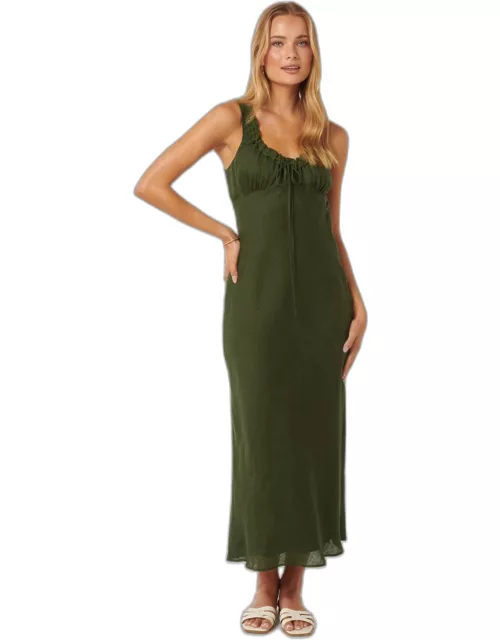 Forever New Women's Etta Tie Detail Midi Dress in Vinyard Green