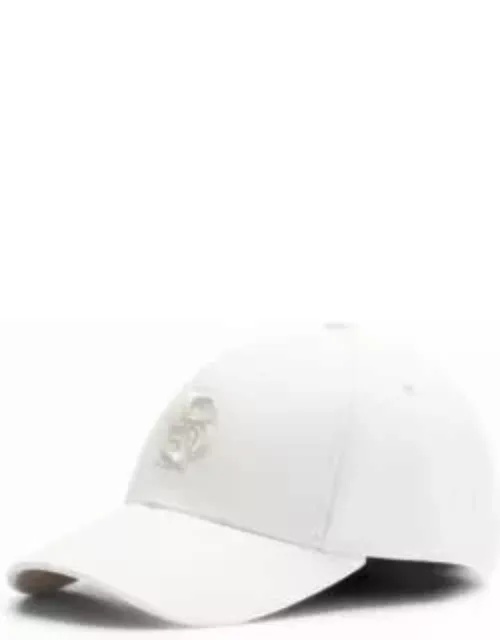 Cap with embroidered double monogram- White Women's Hats and Glove
