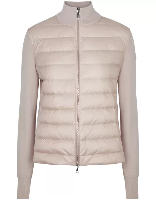 Moncler Quilted Shell and Wool Jacket - Pink - L (UK14 / L)