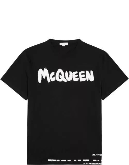 Alexander Mcqueen Graffiti Logo-print Cotton T-shirt - Black