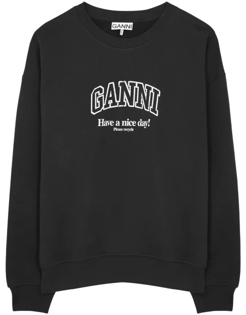 Ganni Logo-print Cotton Sweatshirt - Dark Grey - L/XL (UK16 / XL)