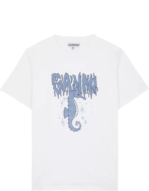 Ganni Printed Cotton T-shirt - White - M (UK12 / M)