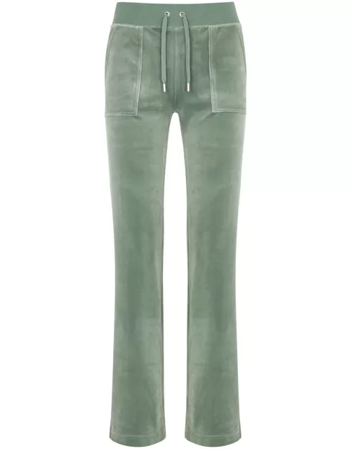 Juicy Couture Del Ray Logo Velour Sweatpants - Green - L (UK14 / L)
