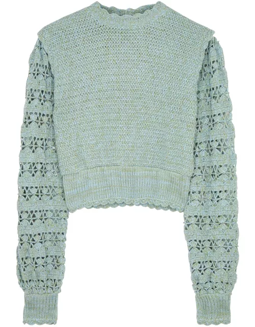 Hannah Artwear Layla Crochet-panelled Cotton Jumper - Blue - 1 (UK8)