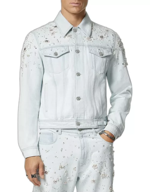 Men's Pearly Embellished Denim Jacket