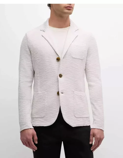 Men's Moulinè Cotton Knit Sweater Jacket
