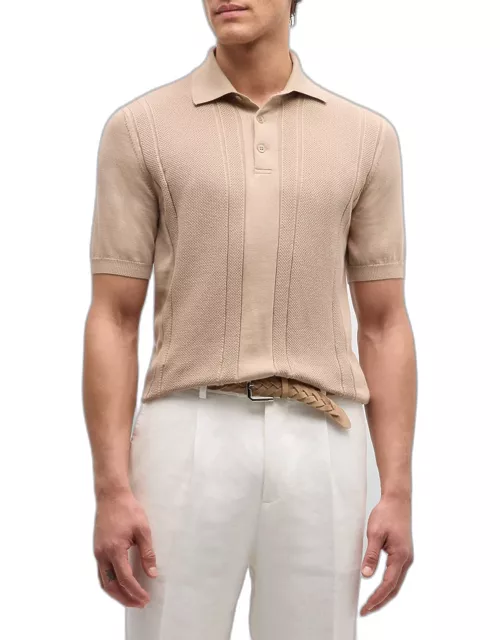 Men's Ribbed Cotton Dress Polo Shirt