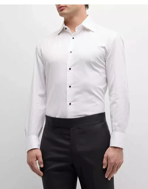 Men's Chevron Cotton Dress Shirt With Stud