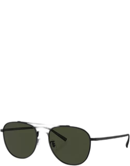 Men's Rivetti Double-Bridge Titanium Aviator Sunglasse
