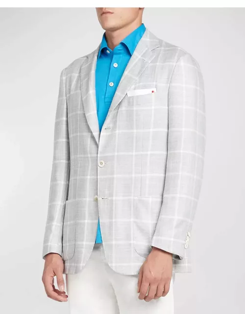 Men's Windowpane Silk-Cashmere Sport Coat
