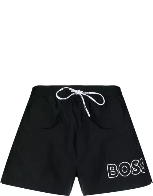 Hugo Boss Black Quick-drying Beach Boxers With Profiled Logo