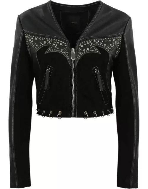 Pinko Leather And Suede Biker Jacket