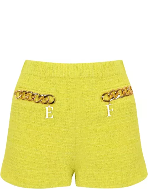 Elisabetta Franchi Tweed Shorts With Logo Chain