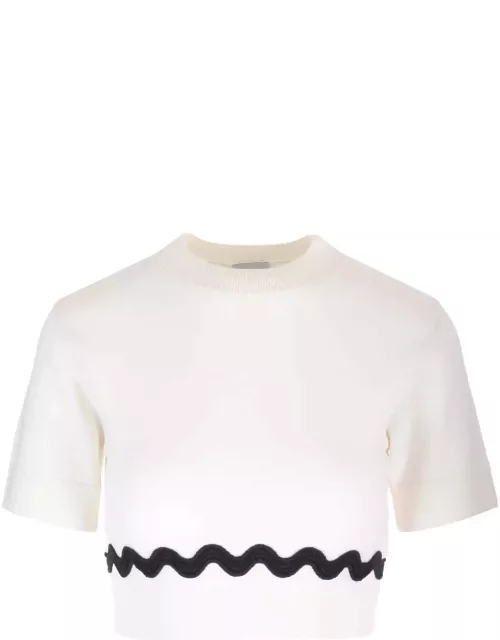 Patou Short Sweater With Wave Design
