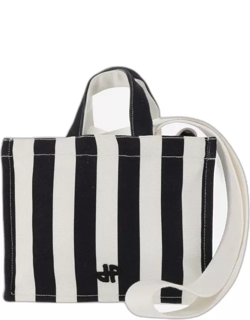 Patou Small Cotton Canvas Tote Bag With Striped Pattern