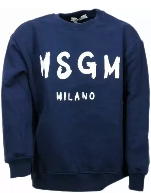 MSGM Long-sleeved Crewneck Sweatshirt With Logo Lettering