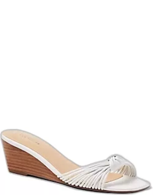 Ann Taylor Knotted Leather Low Wedge Sandal