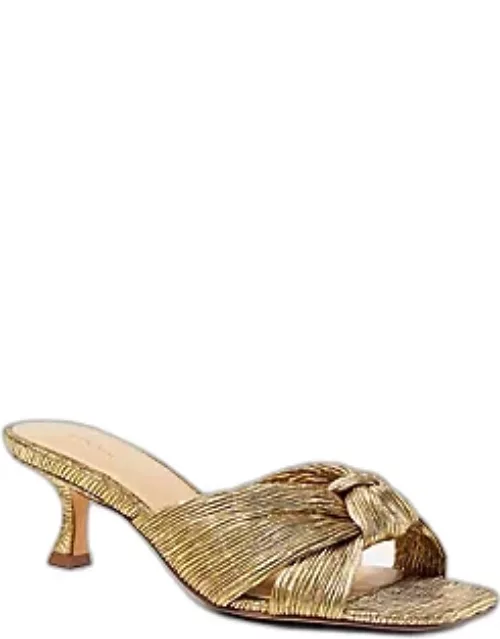 Ann Taylor Metallic Pleated Knotted Sandal
