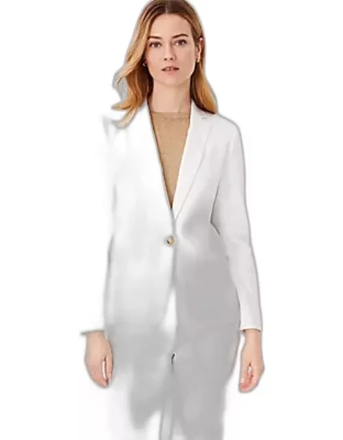 Ann Taylor The One Button Notched Blazer in Herringbone Linen Blend