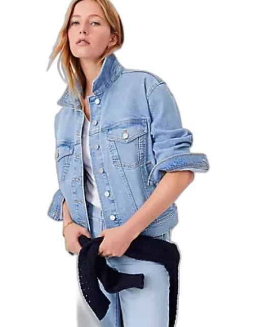 Ann Taylor AT Weekend Relaxed Denim Trucker Jacket in Light Vintage Wash