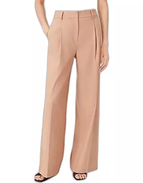 Ann Taylor The High Rise Pleated Wide Leg Pant in Linen Twil