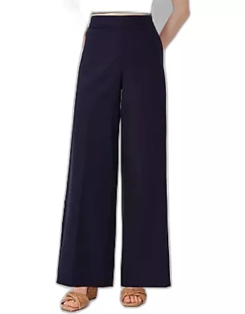 Ann Taylor The Ric Rac Trim Side Zip Palazzo Pant in Linen Blend