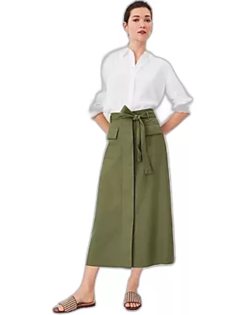 Ann Taylor AT Weekend Linen Blend Cargo Midi Skirt