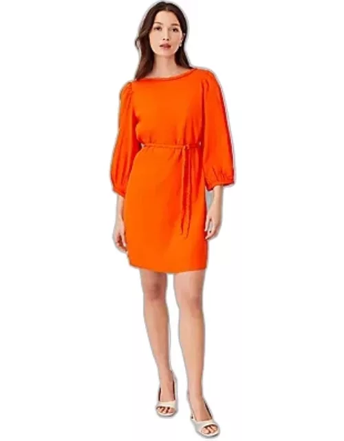 Ann Taylor Puff Sleeve Belted Shift Dres